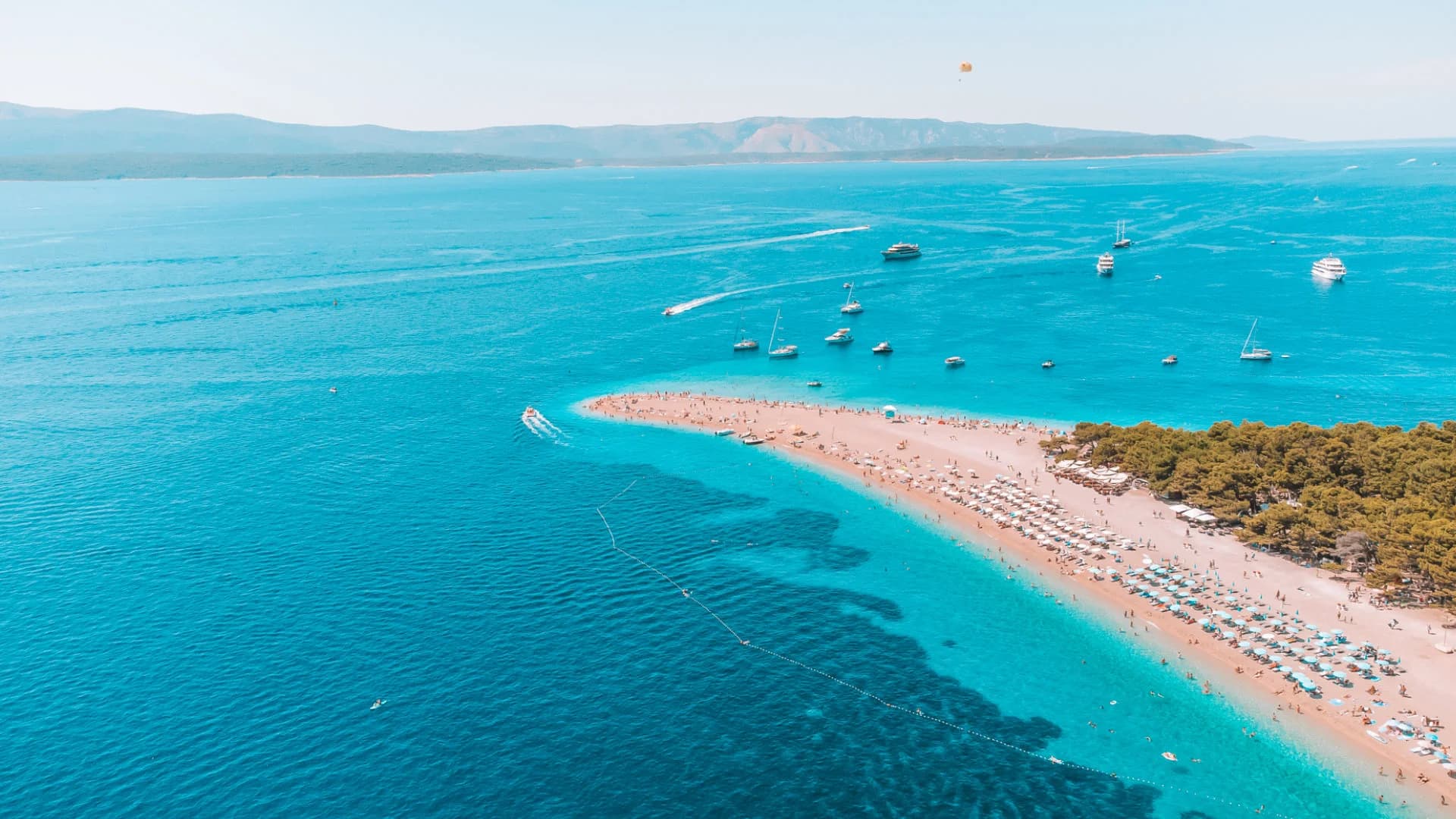 Zlatni Rat, the Golden Cape at Bol on Brač, its pebble spit reaching out into the sea — Golden Cape, Hvar & Pakleni Islands