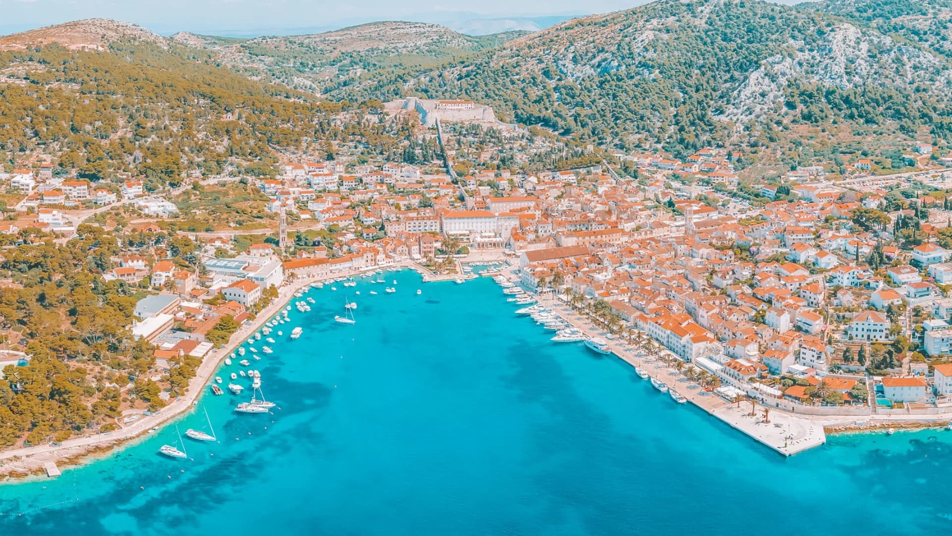 Hvar old town and its harbour on the Dalmatian coast — Hvar & Pakleni Private Tour
